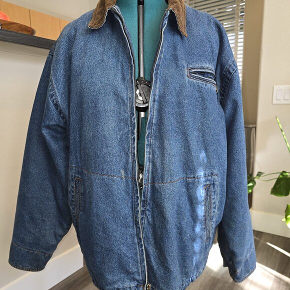 🧥Eagles Ridge Outfitters Long Denim Jacket – Quilted Lining – Size XL - Picture 5 of 7